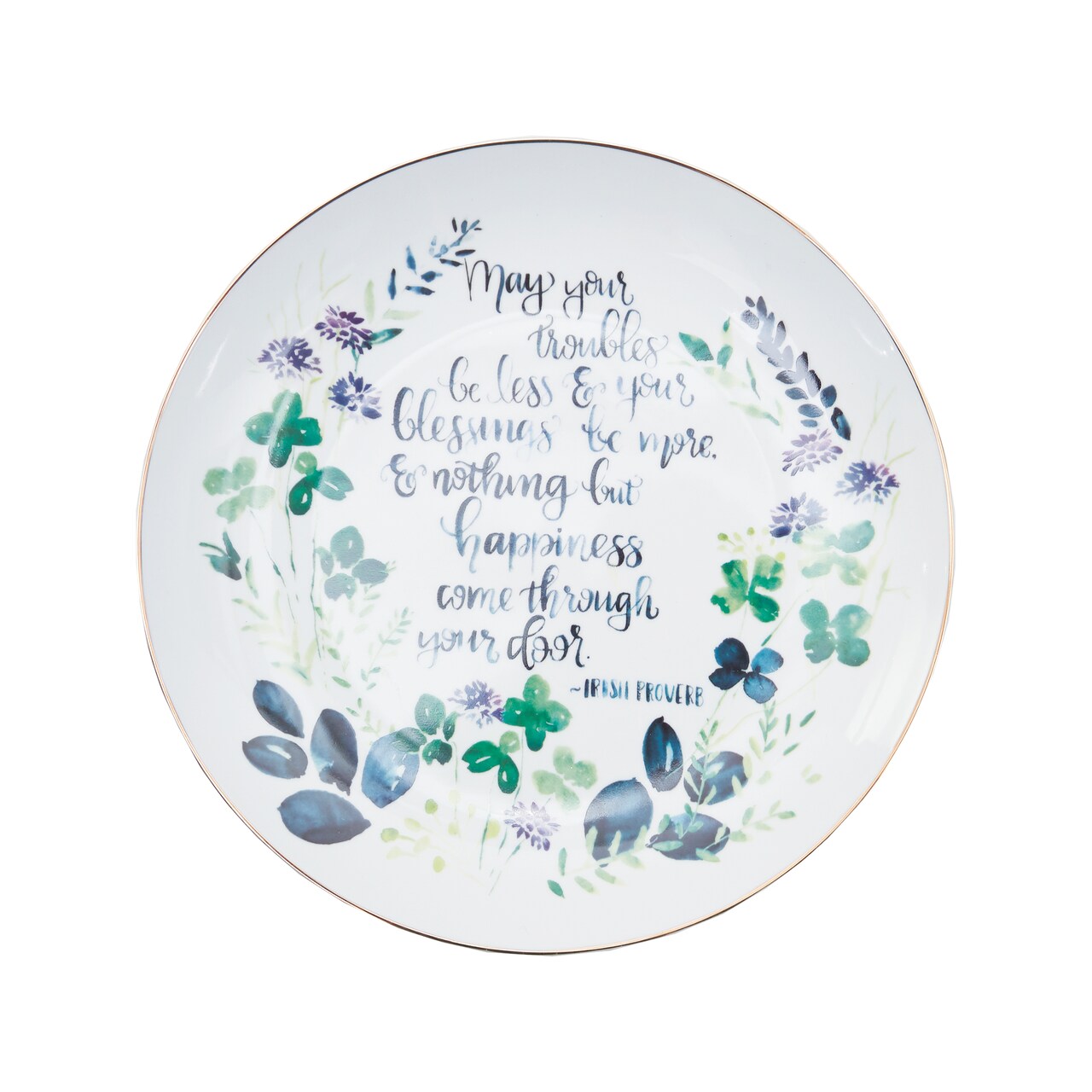 12" Irish Celtic Blessing Proverb "May Your Troubles Be Less & Your Blessings Be More" Decorative Plate Dish